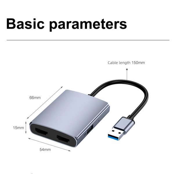 Usb 3.0 To Dual Hdmi-compatible Adapter 4-in-1 Audio Converter Usb Hub 3.5mm Audio