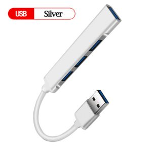 USB C Hub 4 Multi-Port USB Type-C Hub With USB2.0 USB3.0 OTG Function USB Splitter Adapter Compatible For Win7/8/10 USB Silver