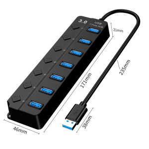 Multiport Adapter 7 In 1 USB 3.0 Dongle With Cable Data Adapter 5Gbps High Speed USB Hub For Laptop Printer Flash Drive 4-port HUB (all USB3.0)