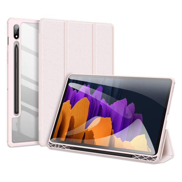 Protective Case Pu+tpu+acrylic Precise Cutout Case Compatible For Samsung Tab S8 S8 Ultra Transparent Cover elegant pink_Samsung Tab S8/S7