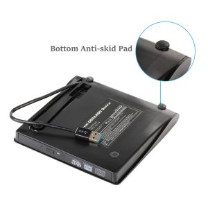 Slim External Usb 3.0 Dvd Rw Cd Writer Optical Drive Burner Reader Player 5gbps Data Transmission for Laptop PC Black
