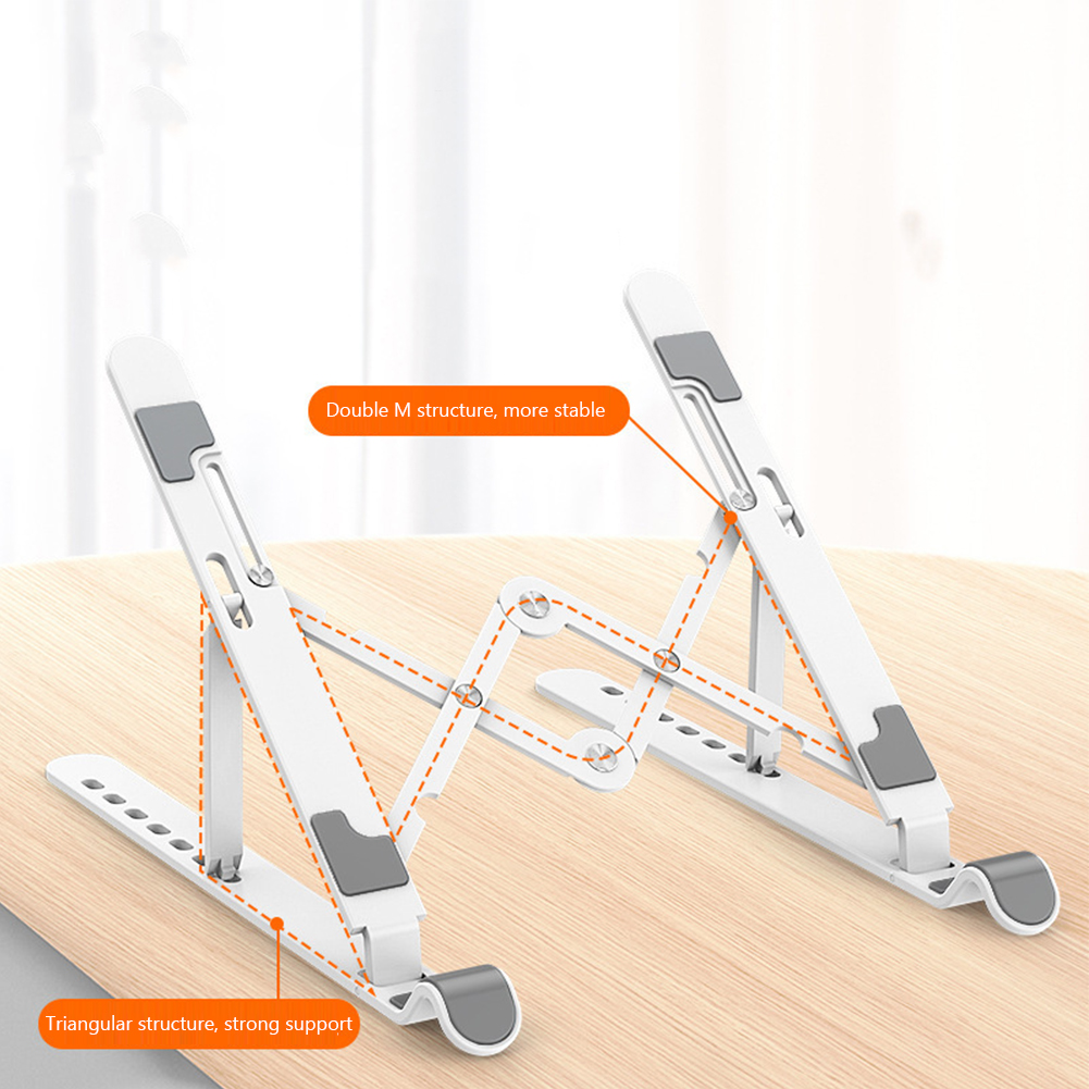 D103 Laptop Stand Computer Riser Folding Laptops Elevator PC Cooling Mount Supporting Up To 15.6 Inches Notebook black
