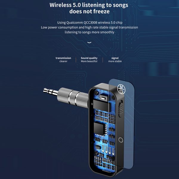 Bluetooth 5.0 Audio Adapter 2 In 1 Wireless Receiver Transmitter Aux Dongle For Mobile Phone as picture show