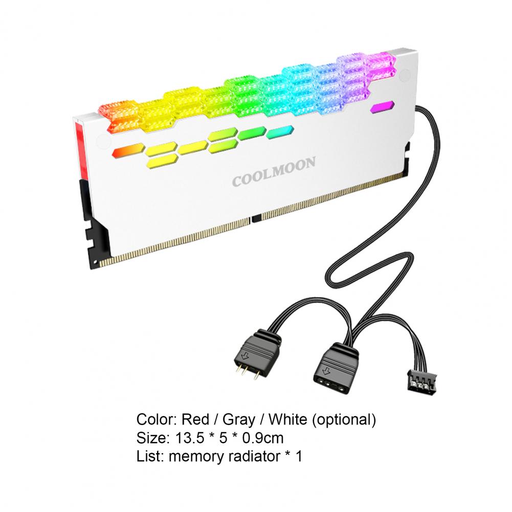 Coolmoon Ra-2 Ram Cooler High Efficiency 5v Argb Memory Module Heat Sink Light Effect Desktop Computer Memory Cooler red