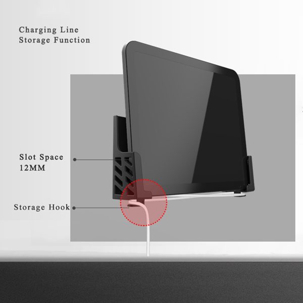 Wall Mount Bracket Dual Card Slot Mobile Phone Holder Left Right Angle Adjustable Back For Tablet Pc White