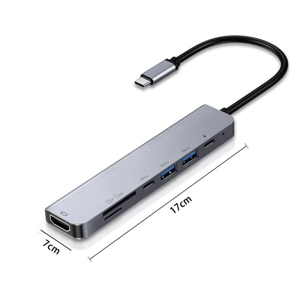 7-in-1 Usb C Hub Dock Type-c to Hdmi Usb3.0 Pd TF Fast Charging Portable