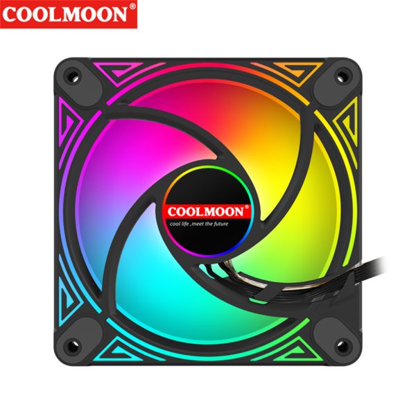 DM1 Cooler Fan ARGB PC CPU Silent Case Luminous Fan 4.72 Inch Cooling PC Fans With Hydraulic Bearing Low Noise Computer RGB Case Fans Optional Wind Direction RGB Silent Cooler Black forward blade
