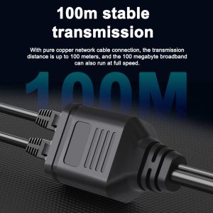 RJ45 Network Splitter Adapter RJ45 Male 1 To 2 With Usb Power Cable LAN Interface Ethernet Connector 100M black
