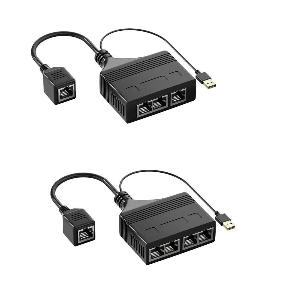 Rj45 Network Splitter Adapter Rj45 Female 1 To 3/1 To 4 100mbps High Speed Internet Splitter USB Powered female 1 to 3