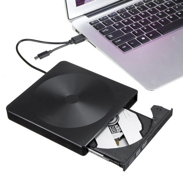 Usb3.0 Type-c Dual Interface External Optical Drive Portable External Mobile Recorder Compatible For Desktop/notebook black