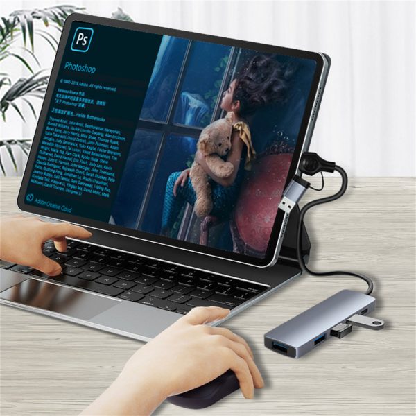 5-in-1 Usb C Hub Double-head Type C USB Docking Station Adapter HC-13EL