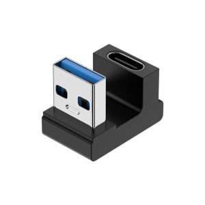 Usb Adapter Data Cable Adapter Extension Connector Elbow / U-shaped for Notebook Phone 10gbps Transmission black C male to A female U type
