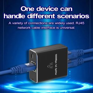 Ethernet Cable Splitter 1 Input 2 Output Ethernet Splitter High Speed 1000Mbps Network Adapter With USB Power Cable Ethernet LAN Network Adapter Hub For Computer black