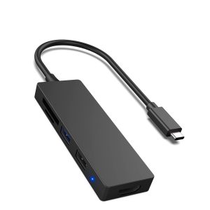 5-in-1 Usb C Hub Type-c To Forhdmi 4k Multiport Adapter Usb2.0/3.0 Forhdmi Card Reader black