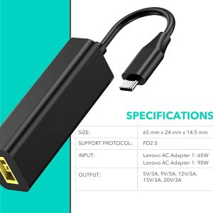 Laptop Pd Power Converter DC5.5 Female to Type-c Adapter Slim-tip Square Port