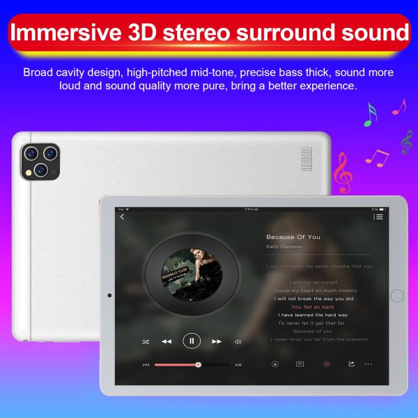 10.1-inch High-definition Gaming Tablet Gps Wifi Dual Camera ultra-thin Tablet Computer 4+64gb Silver UK plug