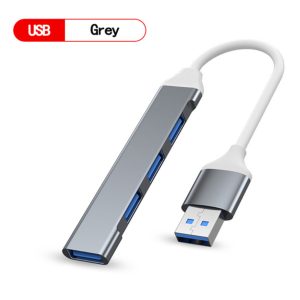 USB C Hub 4 Multi-Port USB Type-C Hub With USB2.0 USB3.0 OTG Function USB Splitter Adapter Compatible For Win7/8/10 type-C gray