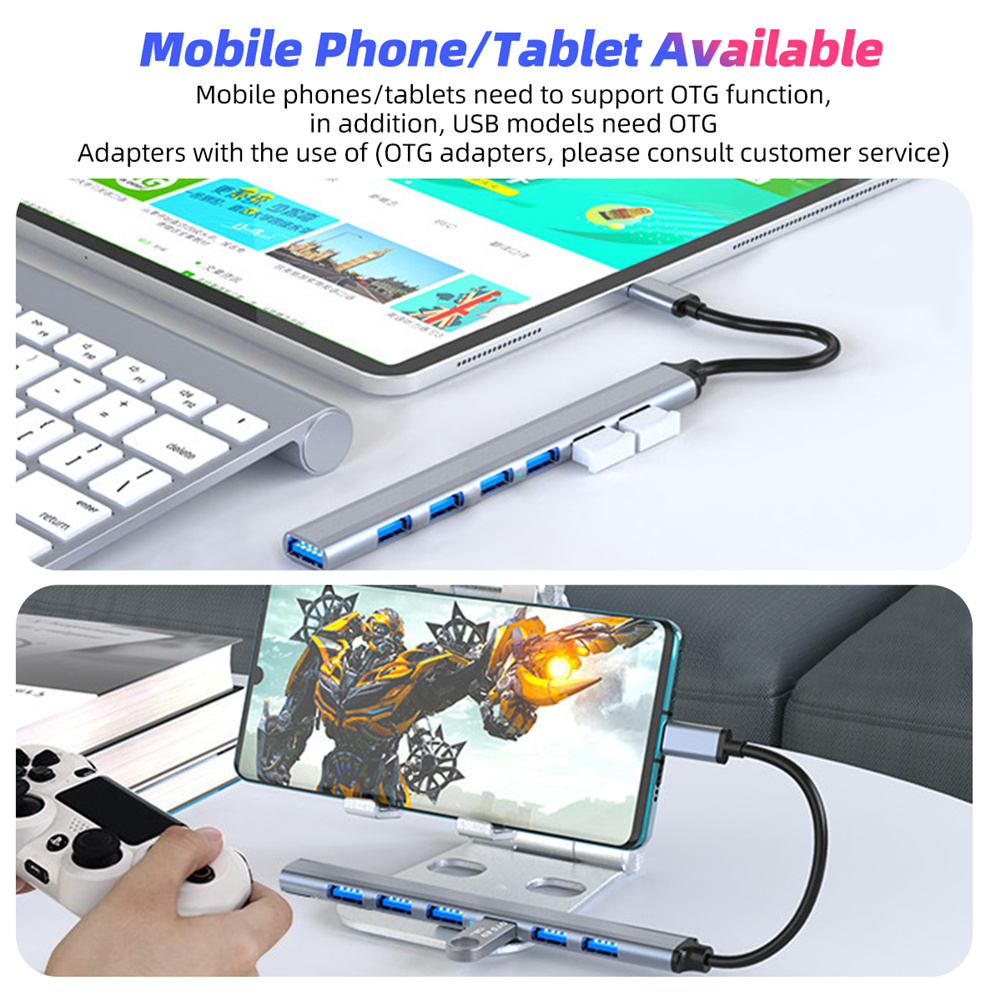 7-in-1 Usb C Hub 3.0 Type C 7-port Multi Splitter Otg Usb Power Adapter