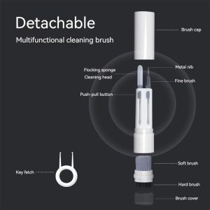 Portable Computer Keyboard Cleaner Kit Multifunctional Mobile Phone Bluetooth-compatible Headset Cleaning Pen Brush White