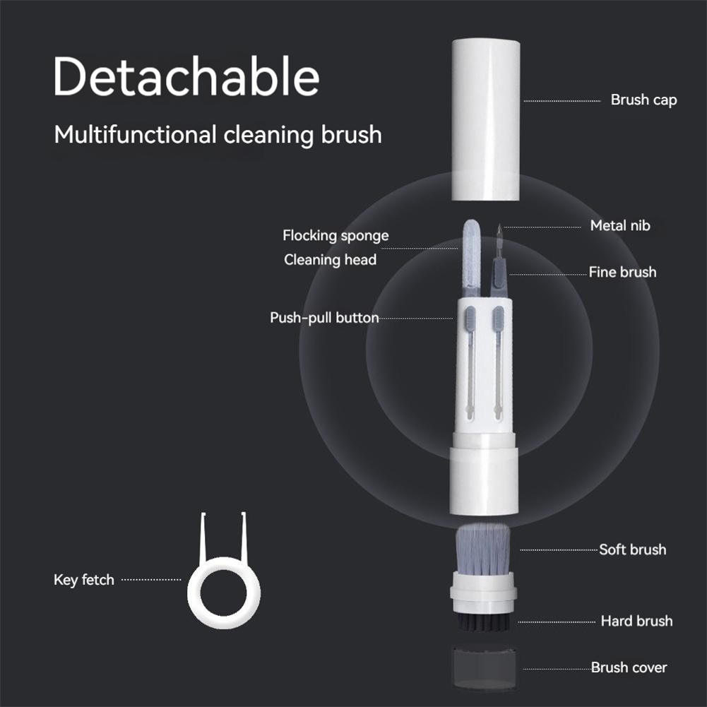 Portable Computer Keyboard Cleaner Kit Multifunctional Mobile Phone Bluetooth-compatible Headset Cleaning Pen Brush White