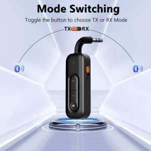 Car Audio 2 In 1 Bluetooth 5.2 Receiver Transmitter Noise Reduction Wireless Adapter Audio Module black